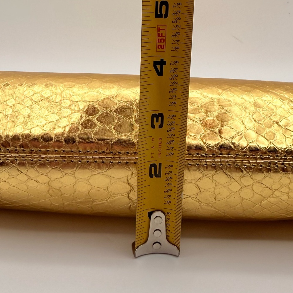 Michael Kors Metallic Gold Python Embossed Clutch… - image 10